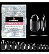 UNA GELLA Oval Almond Fake Nails Pre-shape 216pcs Round Almond Gel Nail Tips Round Oval Press on ...