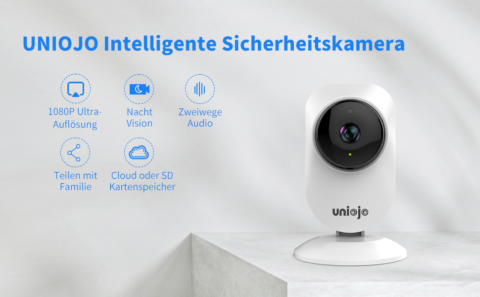 UNIOJO Security Camera, Baby/Pet Monitor 1080P WiFi Indoor Camera, IR