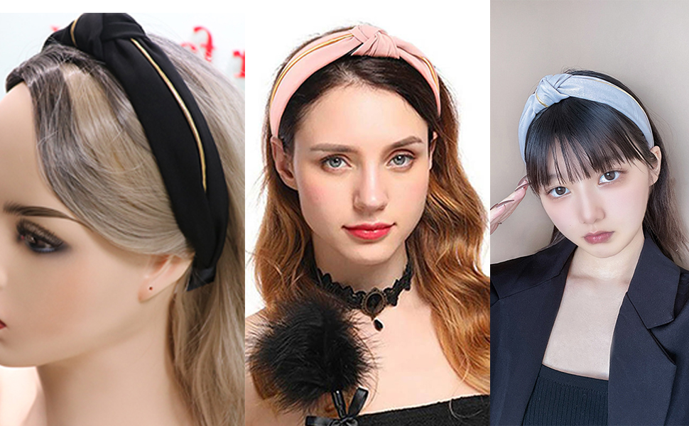 scicent Ladies Headbands Pack of 3 Pcs Knotted Hair Band Wide Elastic