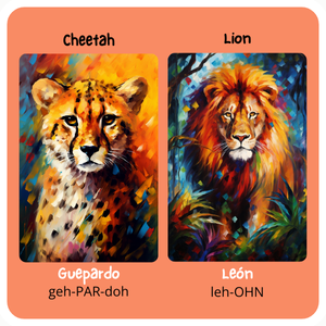 Cheetah and Lion. My first bilingual animal book images