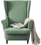 MIFXIN Wingback Chair Slipcover 2 Piece Stretch Wing Back Chair Cover with Cushion Cover Soft Was...