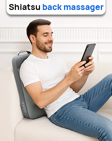 Shiatsu Back Massager for Pain Relief Deep Tissue, 3D Kneading Portable Massage for Full Back
