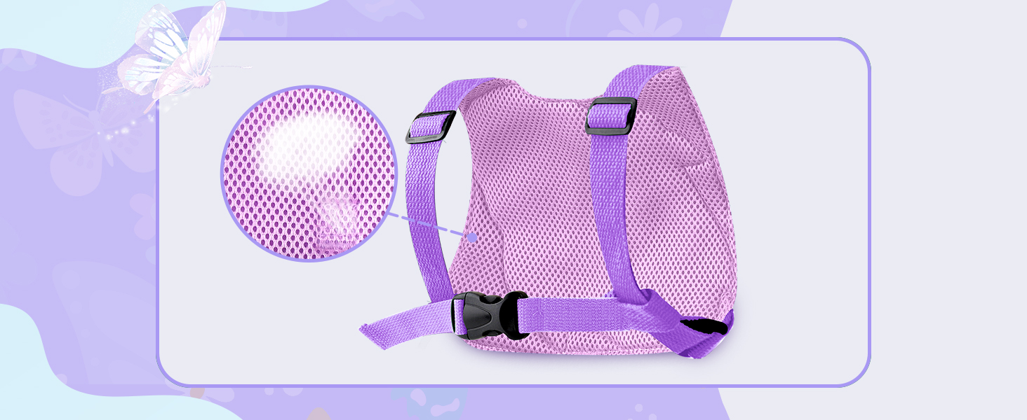 girl toddler leashes harness wrist link backpack, baby leash purple butterfly leash for kids