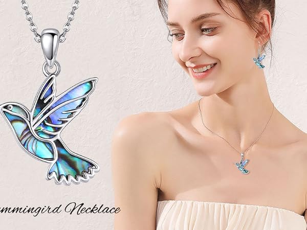 Amazon.com: Hummingbird Necklaces Abalone Shell 925 Sterling