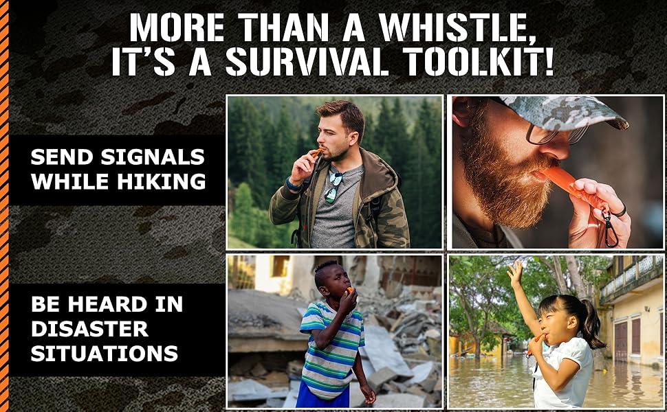 Use the Titan Survival Whistle to send signals while camping, hiking, in emergency situations
