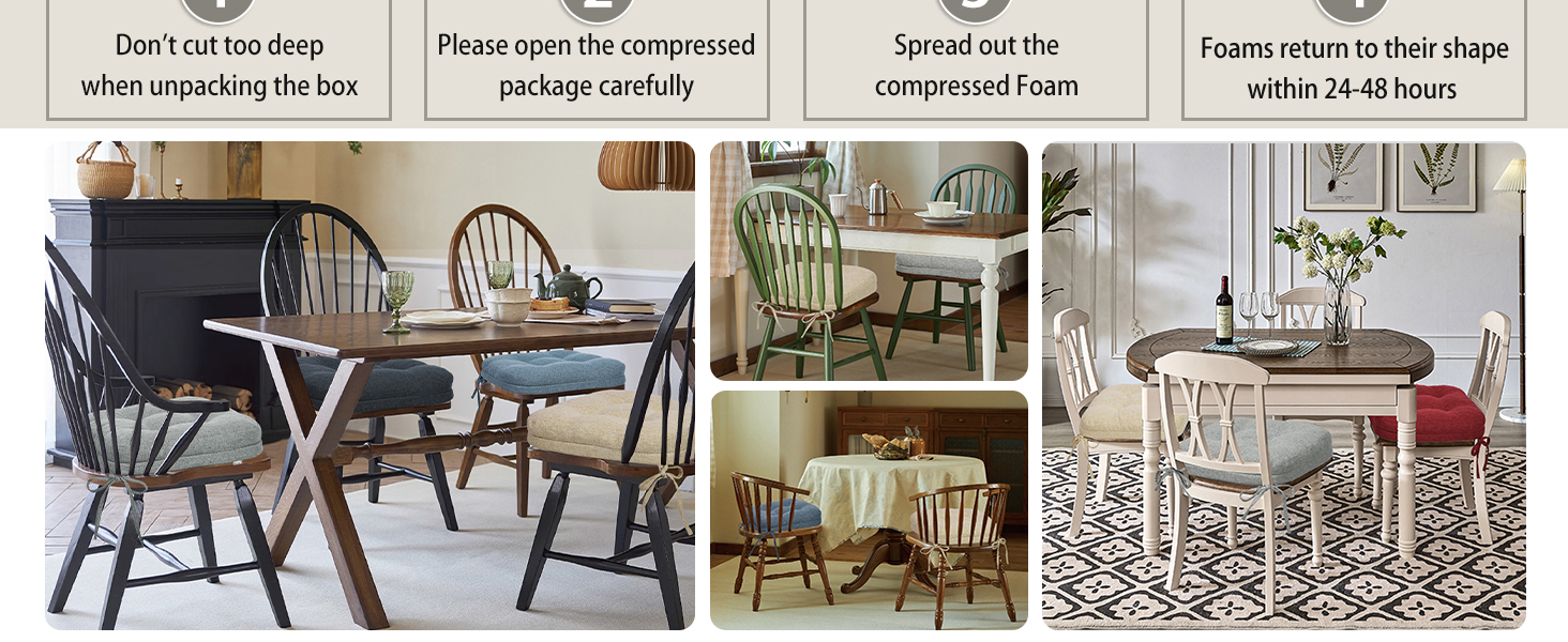 baibu Set of 2 Chair Pads for Dining Chairs, Memory Foam Chair Seat Cushions, Non