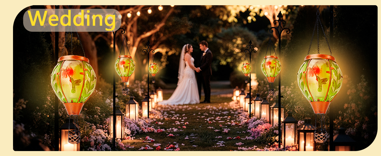 solar hot air balloon flickering flame hanging garden light