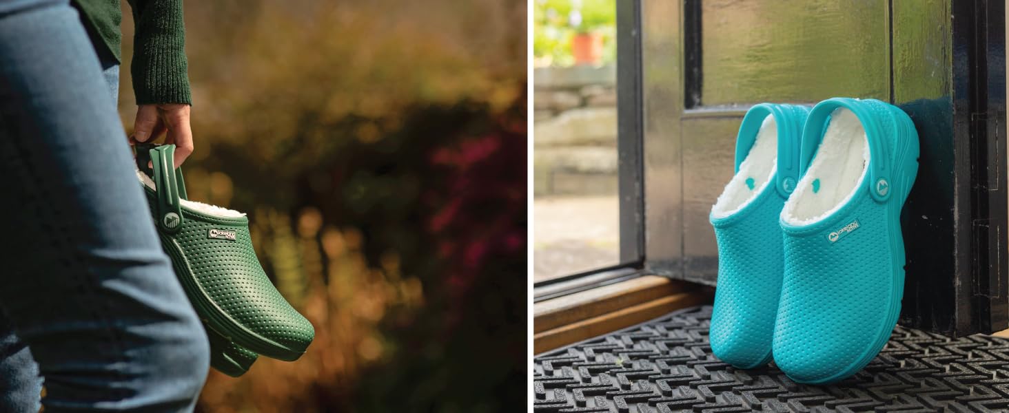 Womens ladies garden clogs lined fluffy warm waterproof fleece thermal winter garden shoes