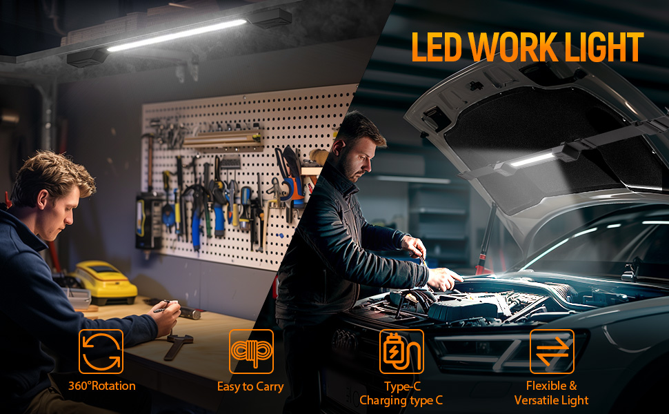 CLAKAP Underhood Work Light, 2600LM High Bright 5000mAh Rechargeable
