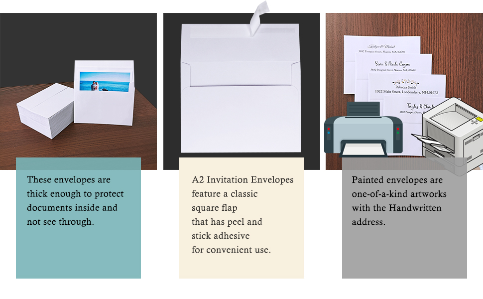 200 Pcs Bulk A2 Invitation Envelopes in White Peel & Press