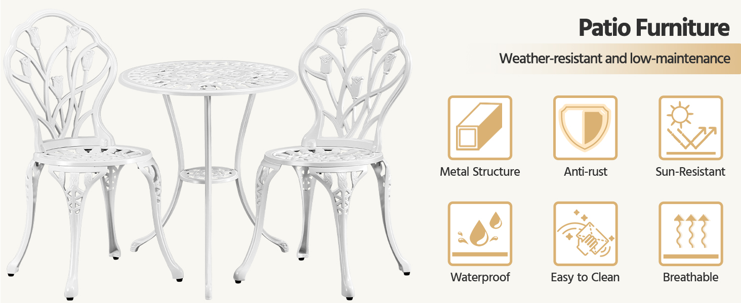 All Weather Metal Frame Table Set