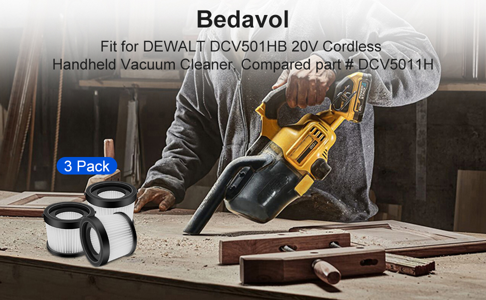 Bedavol 3 Pack DCV501HB Filters for DEWALT 20V Cordless