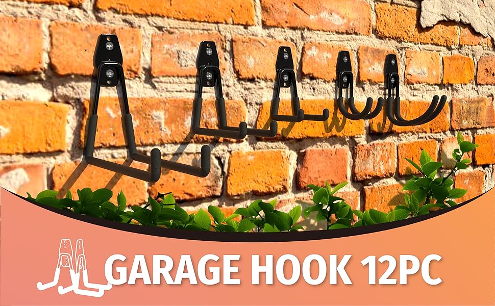 HUHOLE 14PC Garage Hooks Heavy Duty, Utility Garage Storage Hooks, Wall