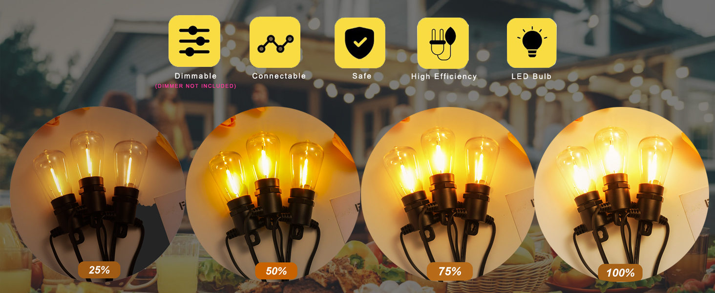 dimmable outdoor string lights