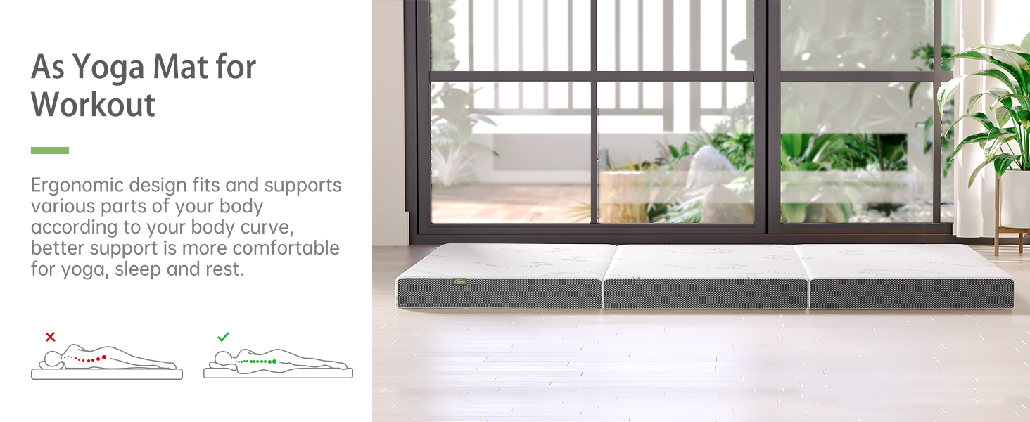 TeQsli Folding Mattress Small Double, 10cm Gel Memory Foam Tri Fold