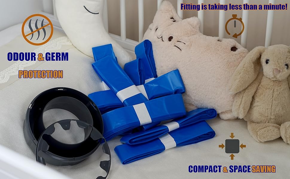 Biomedintech 8Pack Nappy Bin Refill Bags compatible with Tommee Tippee