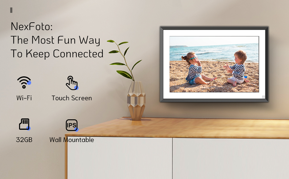 NexFoto 32GB Digital Picture Frame 10.1 Inch, WiFi Digital