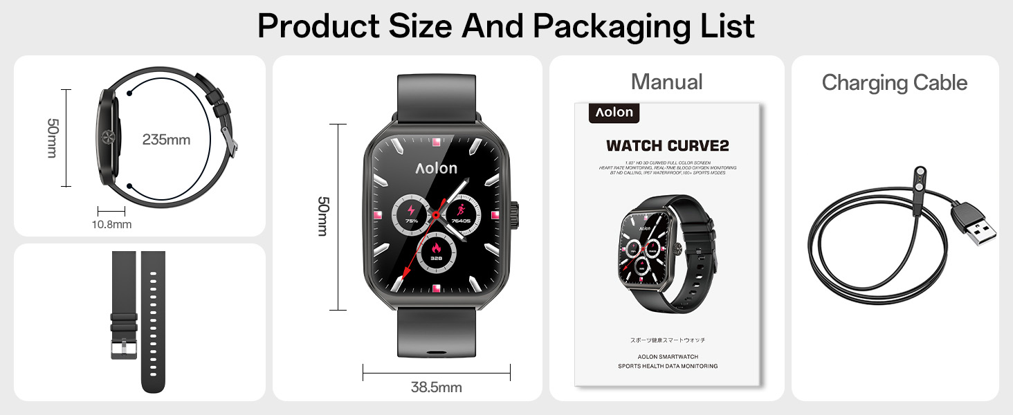 Curve2 Smart Watch Packaging List