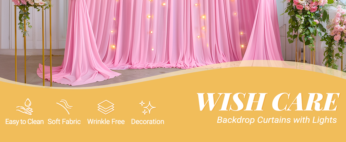 Pink Backdrop Curtains with Lights