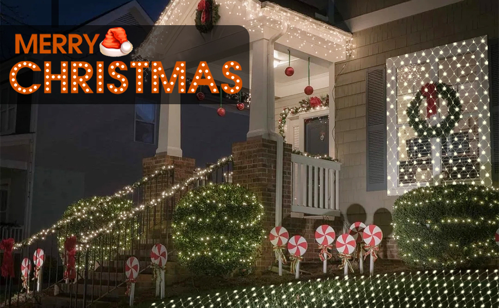 JMEXSUSS 360 LED Cool White Net Lights Outdoor Mesh Lights 12ft x 5ft Waterproof Bush Net Lights