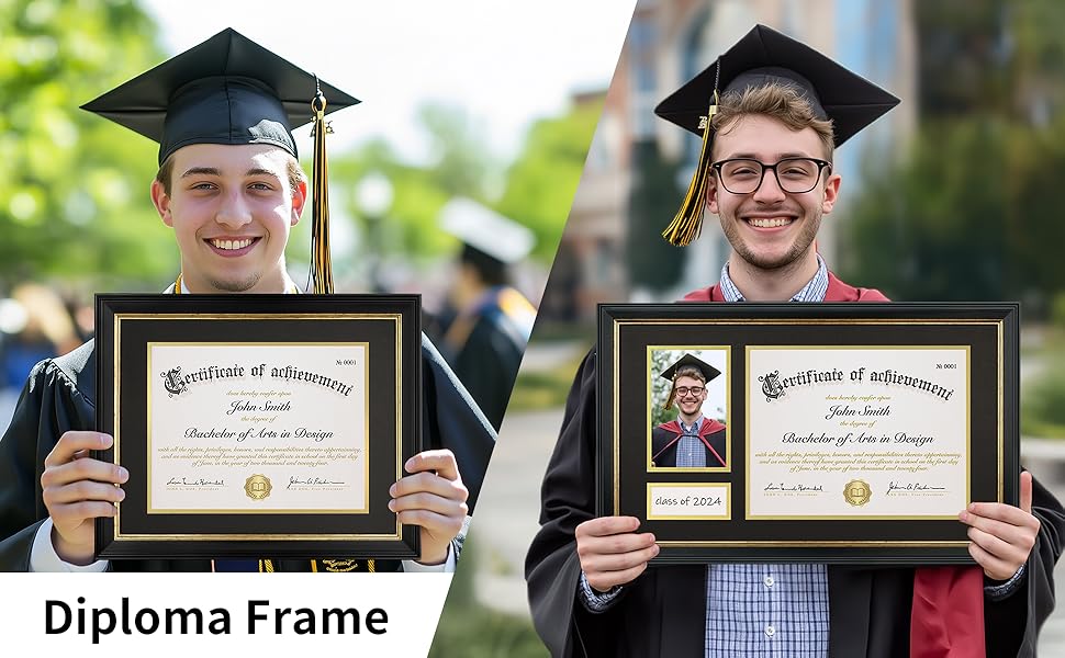 FrameMind 8.5x11 Diploma Frame with Green over Gold Acid
