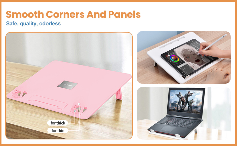 nediea Adjustable Laptop Stand Desk, Foldable Lap Desk For Kids Booking Reading Portable, Pink