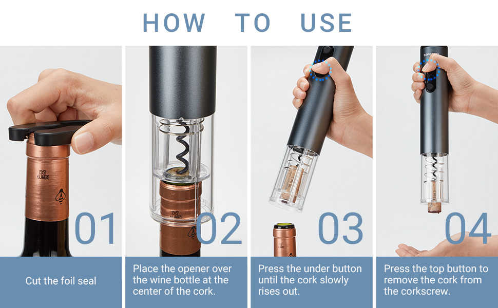 Electric Wine Opener Set, SOVIDER Automatic Electric Wine Bottle Teflon