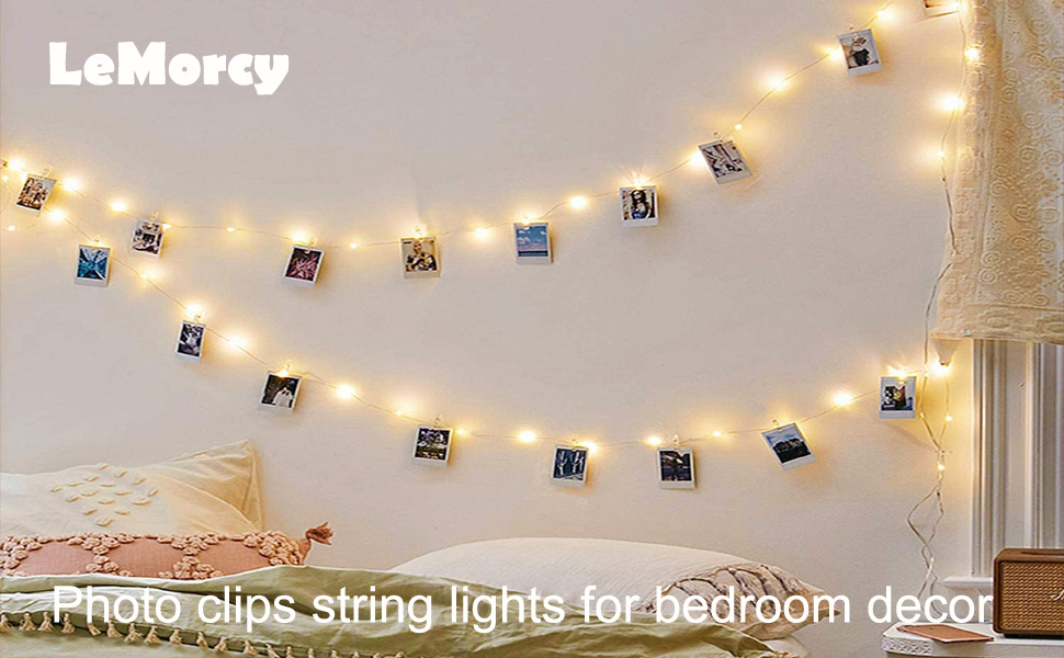 100 LED Photo Clips String Lights 33FT Fairy Lights with 50 Clips for
