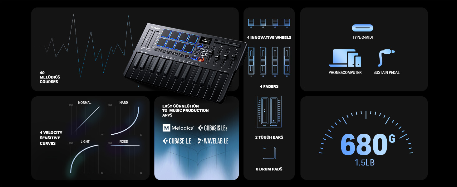 donner dmk 25 pro midi keyboard