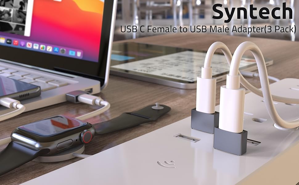 Syntech USB C Female to USB Male Adapter Pack of 3 [Aluminum Shell