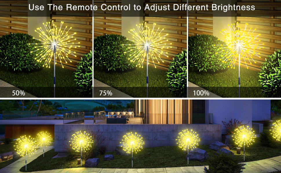 Solar Fireworks Lights Outdoor Waterproof,4 Pack 800LED Solar Garden