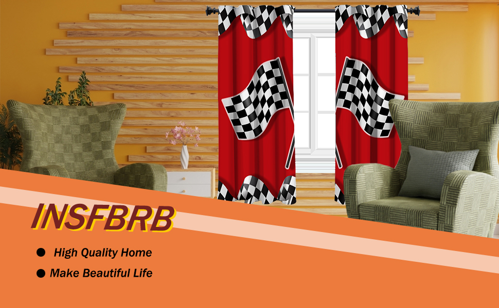 INSFBRB Race Car Blackout Curtains for Bedroom Racing Car