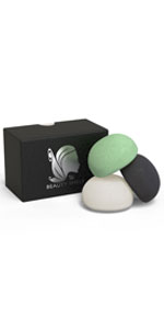 black green white konjac sponges BWG
