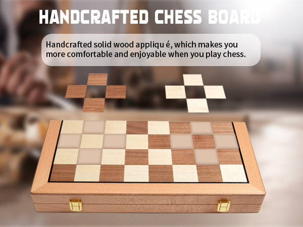 Magnetic Wooden Chess Set, Travel Chess Board Game with Chessmen for Kids and Adults, 2 Extra Queens