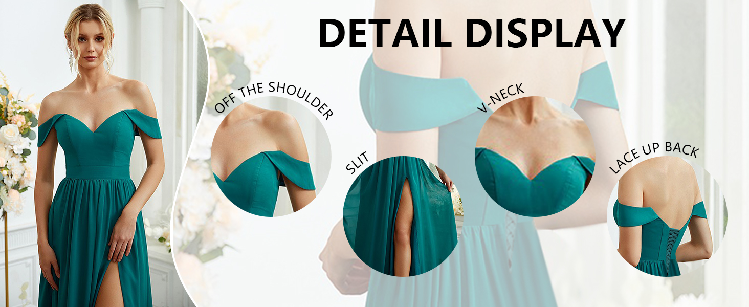 ZVGV Women's Off The Shoulder Bridesmaid Dresses Long with
