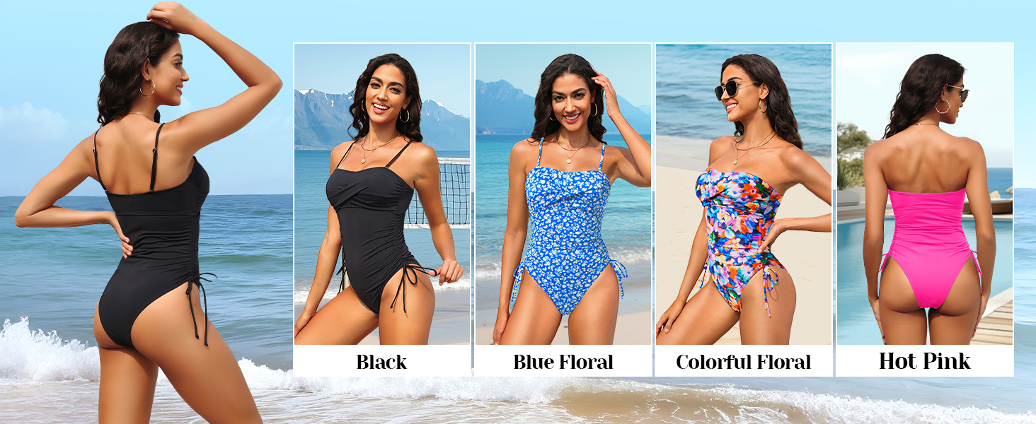 black one piece swimsuit pink bathing suit floral swimming suit blue teen junior built bra modest