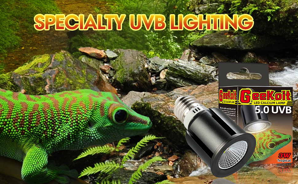 GeeKoit Premium 5.0 UVB Reptile Light,UVA UVB 3W Full