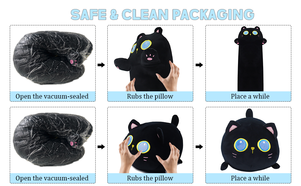 Enhopty Long Cat Plush Pillow Giant Black Cat Stuffed