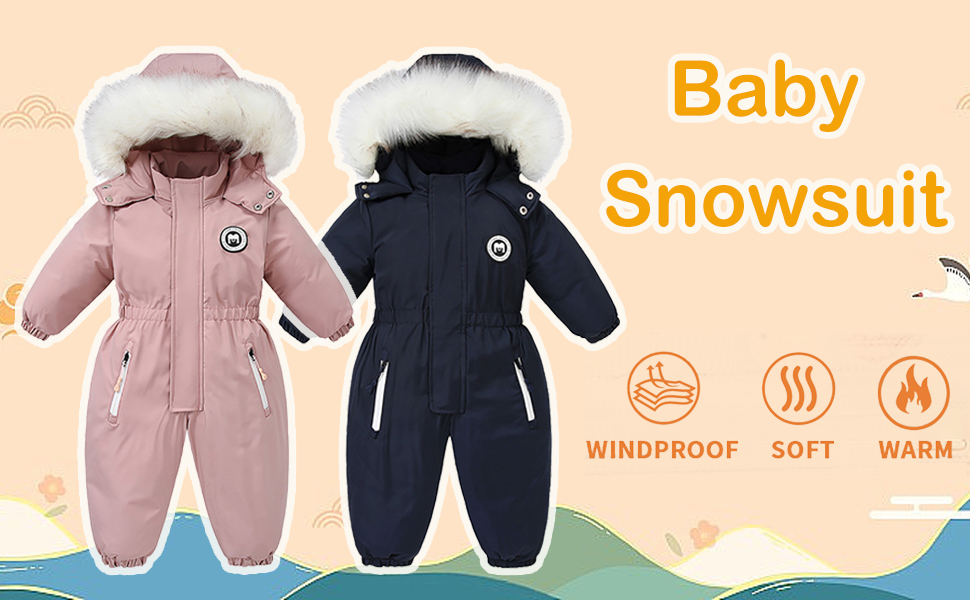 Baby Girls' Snowsuits Kids Waterproof Romper Ski Jackets Suit Boys Fleece Coat Windproof Outwear