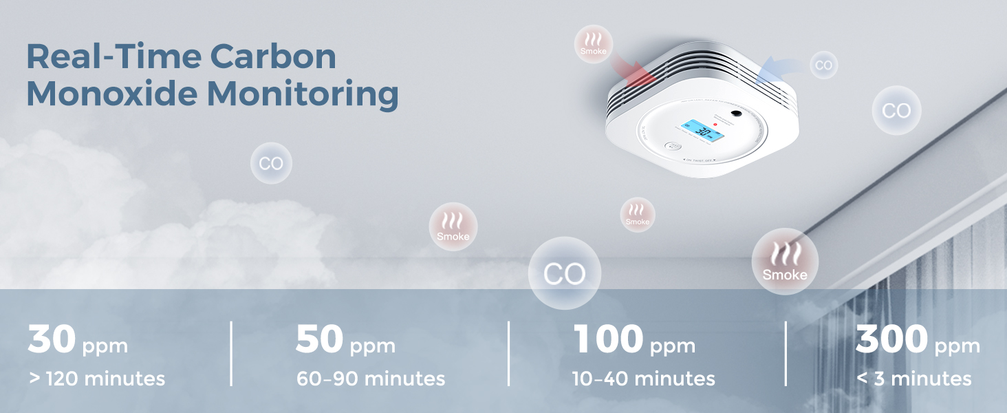 Smoke & Carbon Monoxide Alarm with Digital LCD Display, AEGISLINK