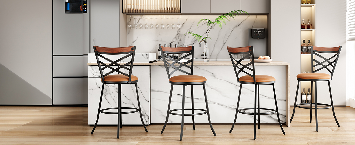 Swivel Bar Stools Set of 4,Mid Century Modern Counter