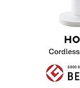 Diseño minimalista para publicidad de productos con texto «HQ Cordless» y un diseño de logotipo rojo geométrico sobre fondo blanco