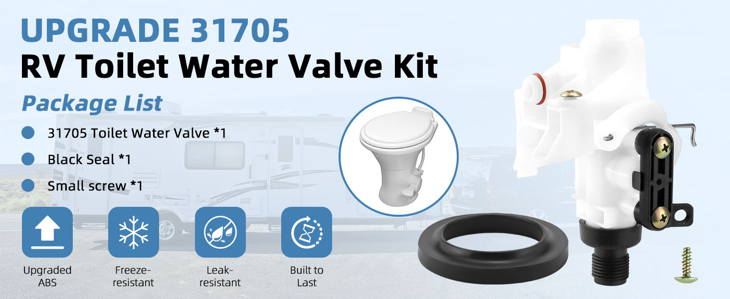 31705 31688 RV Toilet Water Valve Kit Freezeresistant