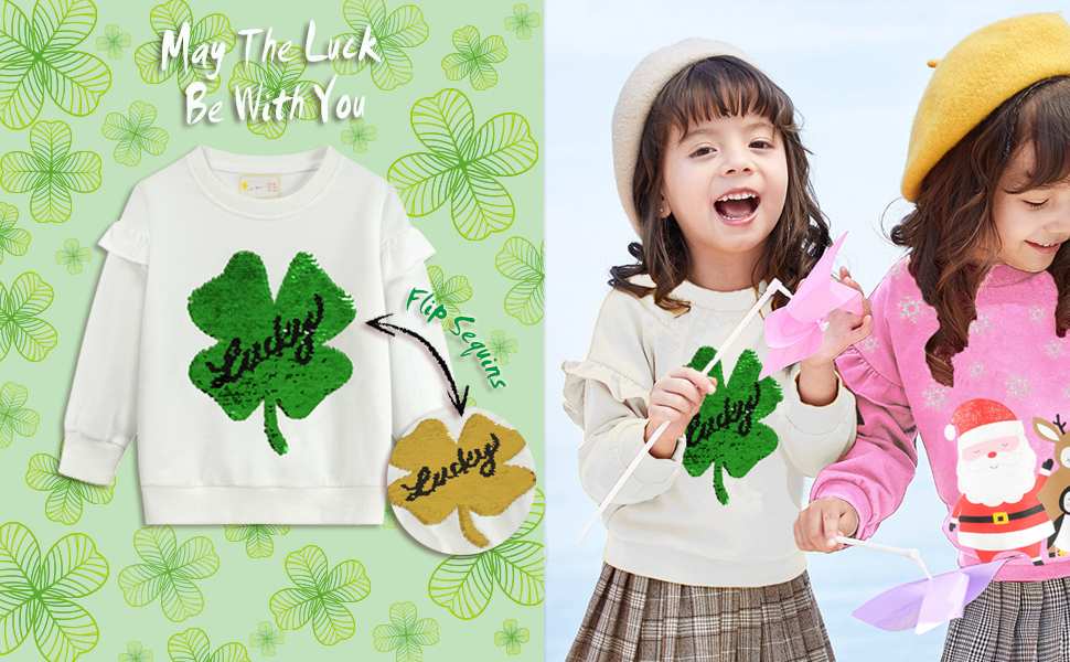 baby shirts shamrock tee girls lucky clover tops cotton child st. patricks day charm sweatshirt