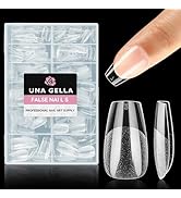 UNA GELLA Short Coffin Nail Tips, 312pcs Nail Tips Coffin Pre-shape Half Matte Short Coffin Gel X...