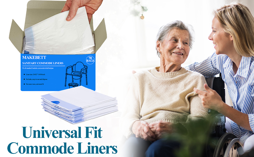 MAKEBETT Disposable Commode Liners, Universal Fit Toilet