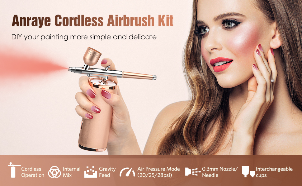 Airbrush Kit with Compressor Rechargeable Nail Airbrush