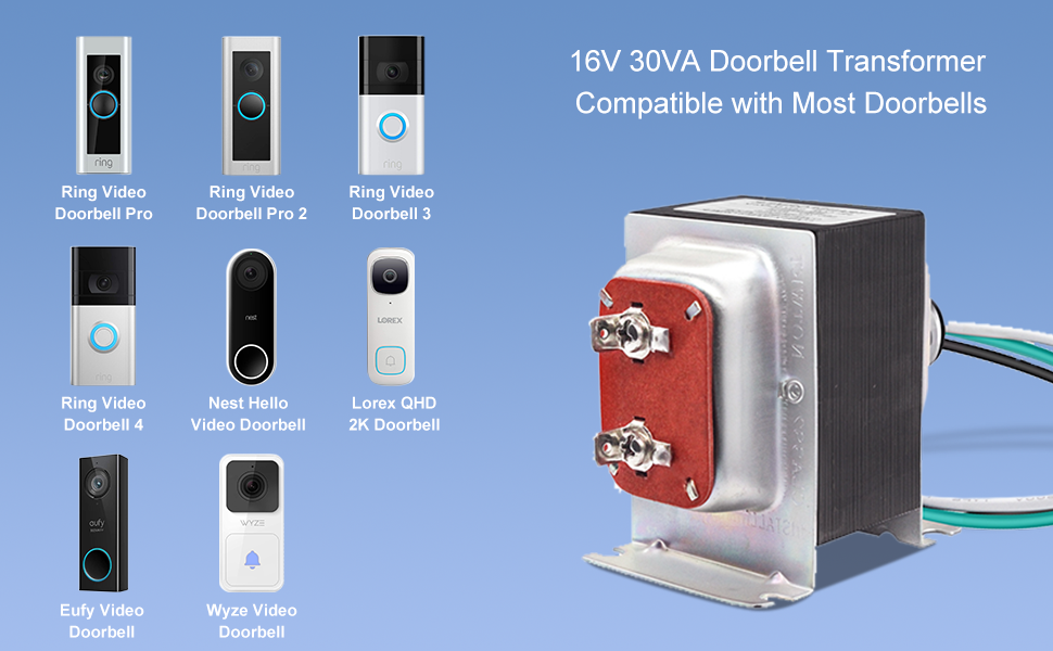 Newding Doorbell Transformer 16V 30VA Compatible with Ring Video doorbell 1/2 / Pro Hardwired