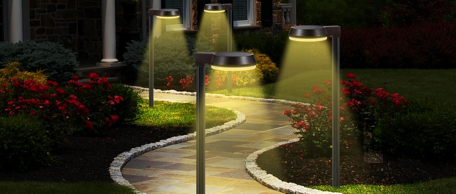 BROICS Solar Pathway Lights Outdoor, 450 Lumens Super Bright Solar
