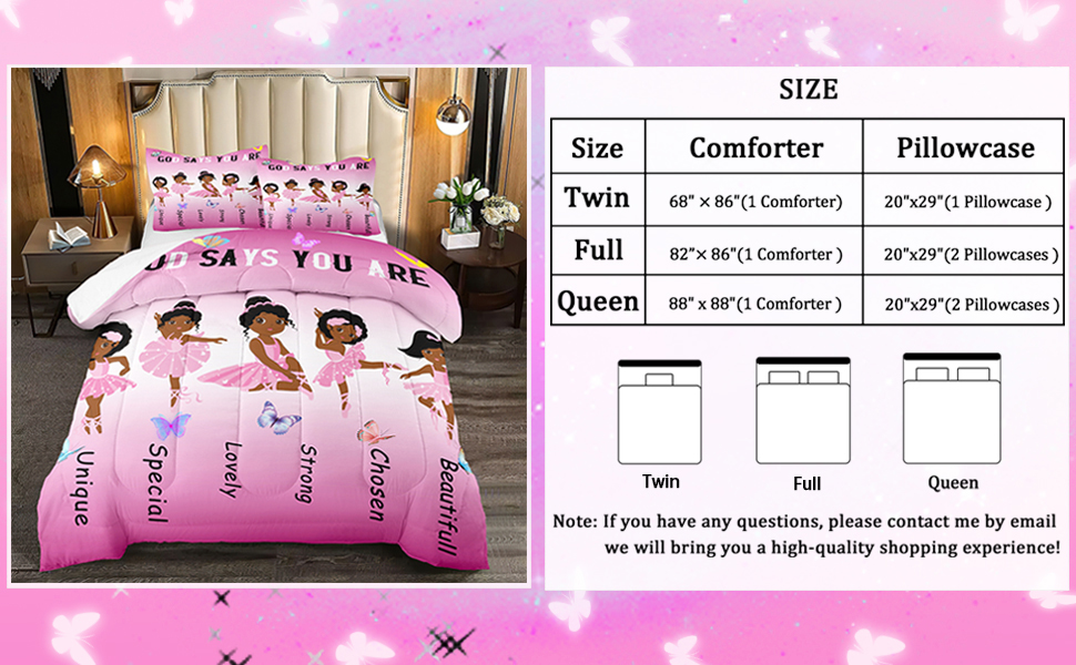 BATATADOCE African Black Girl Ballet Bedding Sets Princess